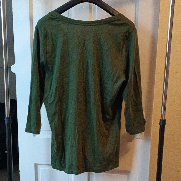 St. John's Bay Forest Green Long Sleeve Top - Picture 4 of 5